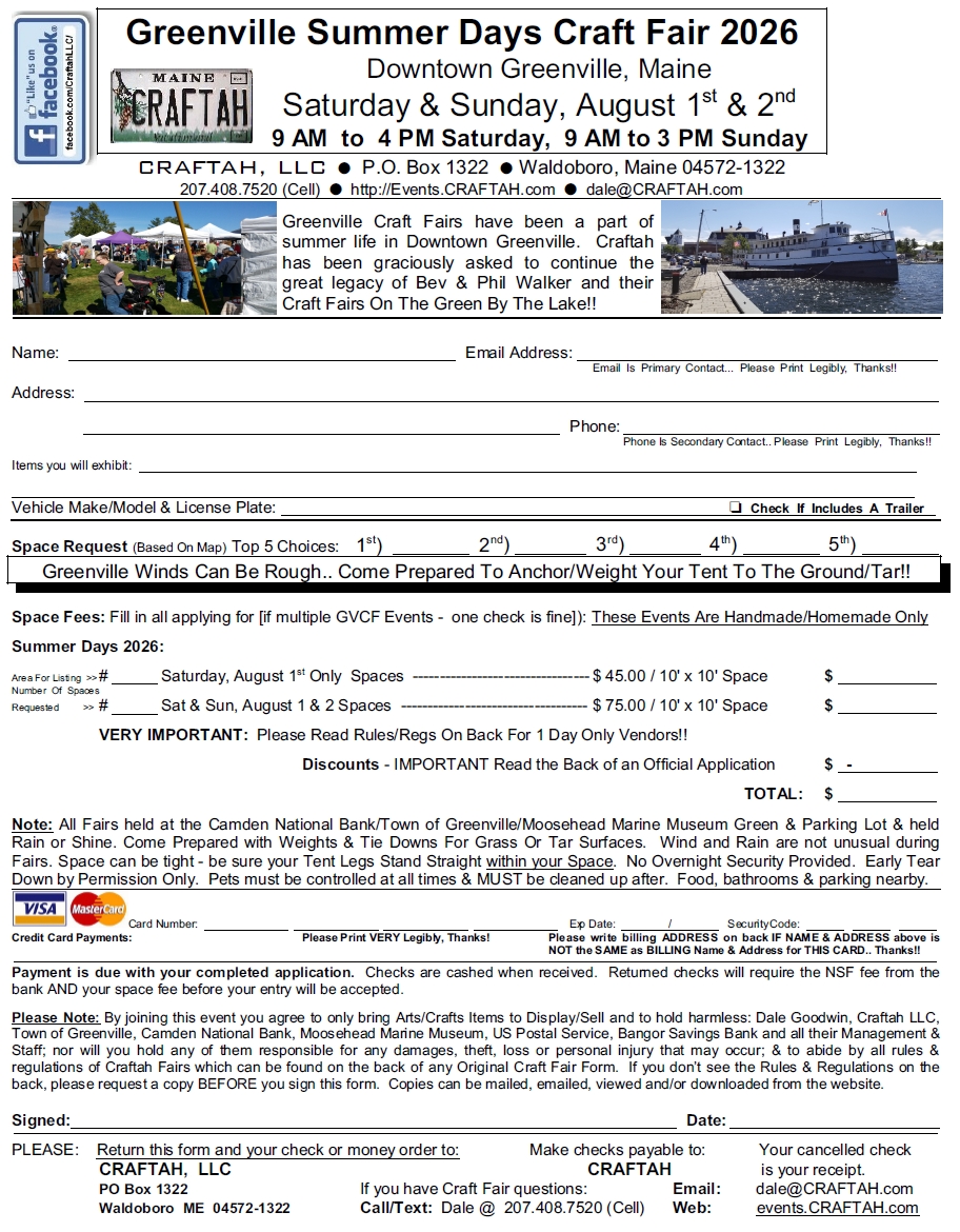 Greenville Craft Fairs Application