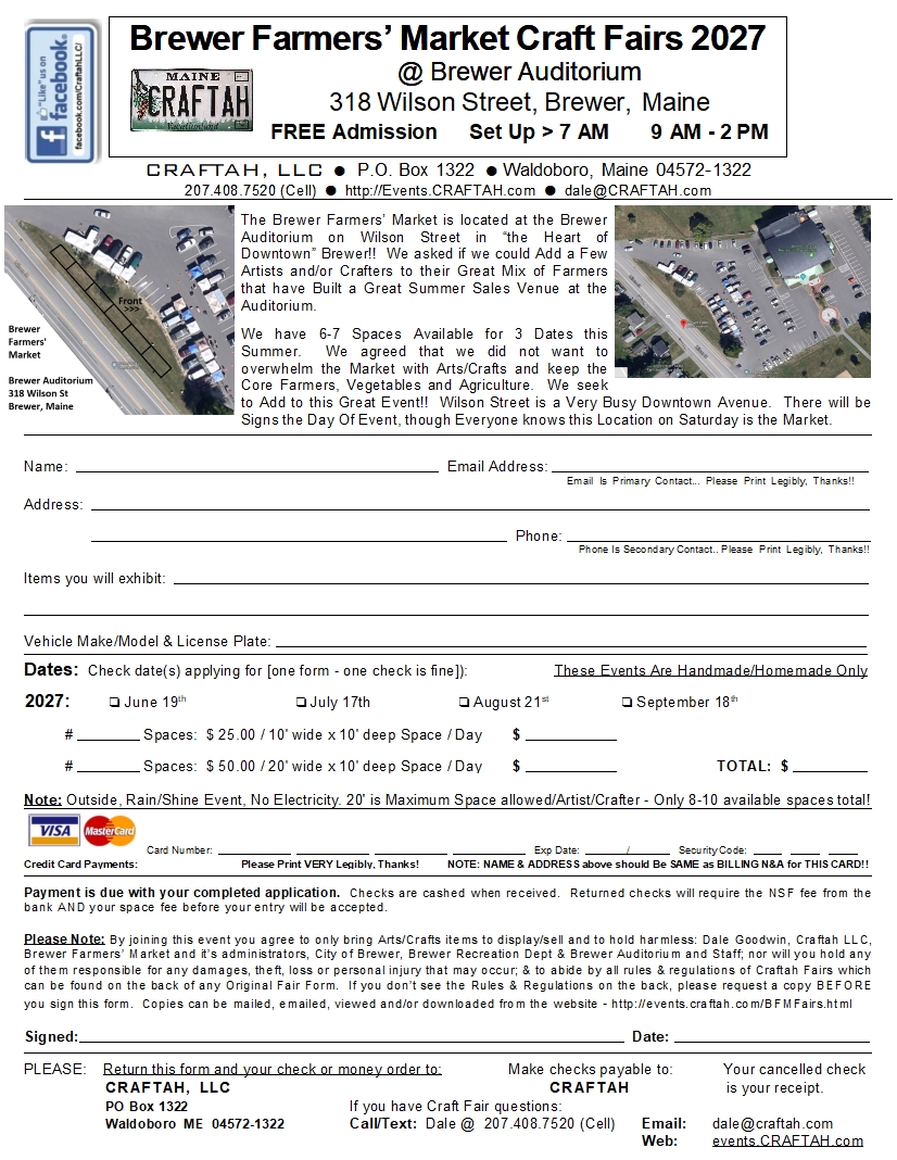Brewer Farmers; Market Craft Fair