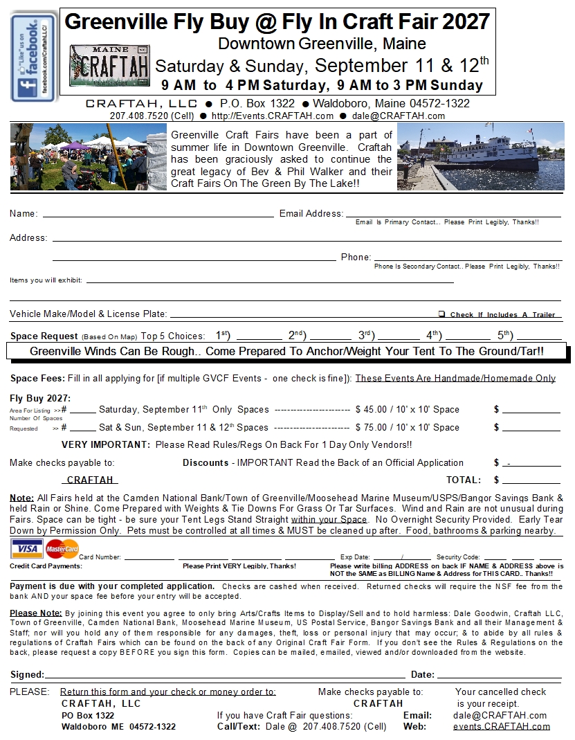 Greenville Craft Fairs Application